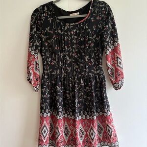 Festive Black and Red Floral Dress